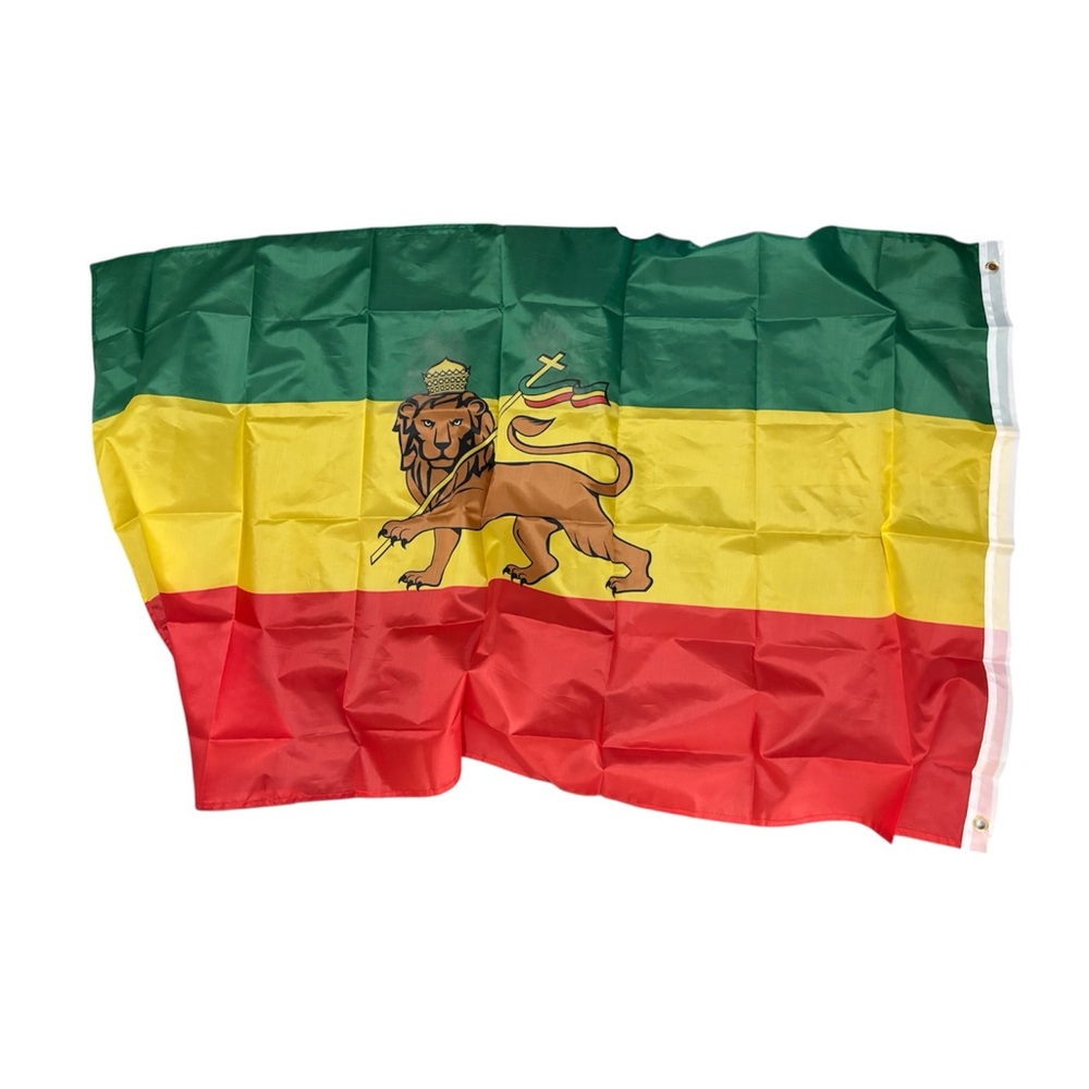 Rasta Lion of Judah Flag - Green, Yellow, Red